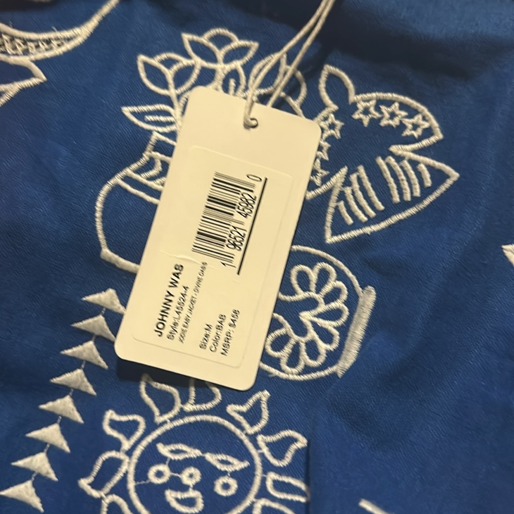 2 piece Jade Johnny Was Jodie Easy Jacket Blue and White Embroidered Set - Picture 9 of 11